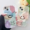 Colorful Smiling Face Pattern Phone Case For iPhone 16 15 14 13 12 11 Pro Max Mini X XR XS 8 7 16 Plus Wave Bumper Soft Cover