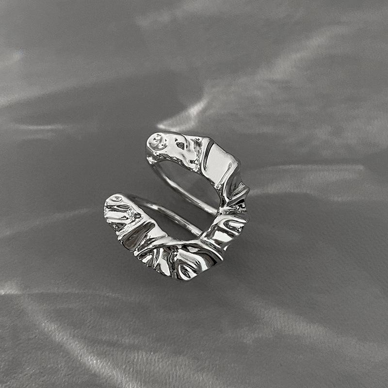 Simple Geometric Irregular Hollow Silver Color Rings for Women Exaggerated Vintage Personality Hip Hop Birthday Jewelry Gifts