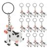 12pcs Adorable Cow Keychains Realistic Animal Pendant Party Favors Hanging Charms for Bags Decorations Gifts