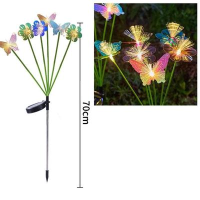 6/8 Head Solar Fiber Optic Flower Light Realistic Decorative Lighting Outdoor Solar LED Light Colored Ground Mounted