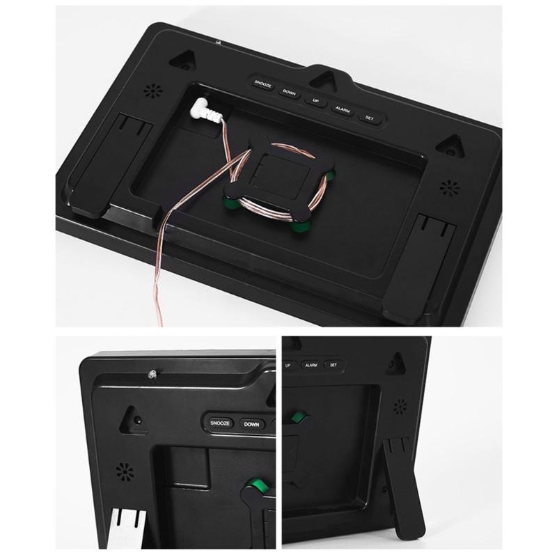 Large Digital LED Wall Desk Clock Calendar with Alarms,Temperature Thermometer for Bedroom Room Table