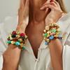 Bohemian Elastic Resin Acrylic Bracelet for Women Retro Stackable Irregular Beaded Bracelet Bangle Party Jewelry