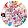 50pcs Flamingo Waterproof Cartoon Stickers for Suitcases, Scooters, Computers, and Tablets
