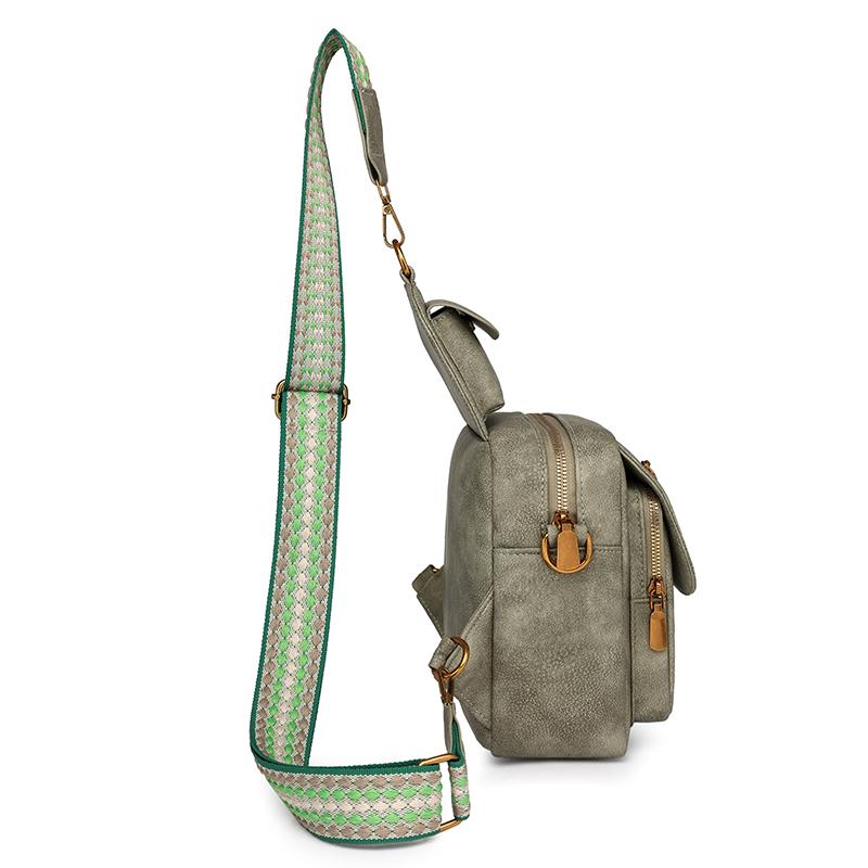 PU Umhängetasche Damen Retro Einfarbig Rucksack Pendler Brusttasche