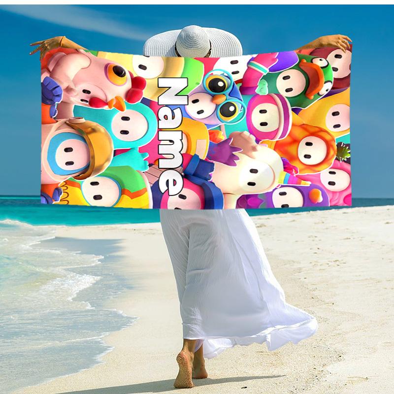Personalized Customized Proof Beach Towel with Stumble Guys Pattern - Soft, Absorbent,quick-drying,perfect Swimming,camping&bathing