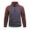 2025 Men's Fashion Color Block Fleece Zip Hoodie