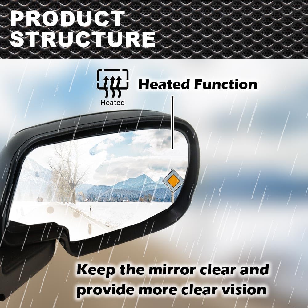 Mirror Glass Power Heated Compatible with 1999-2006 Chevy Silverado GMC Yukon Avalanche Driver & Passenger Side Mirror Glass Set