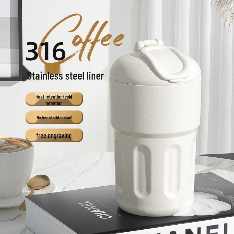 

316 Кружка для путешествий из нержавеющей стали с откидной крышкой и вакуумной изоляцией 400ml белый