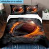 Flaming Football In Action 3pcs Bedding,Including 1pc Duvet Cover And 2pcs Pillowcases Perfect for Christmas,Ideal for Bedroom, Dormitory