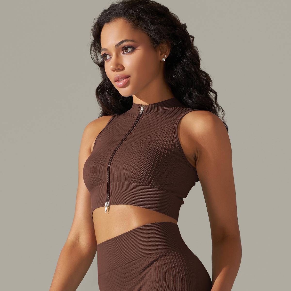 

Безрукавка с застежкой-молнией для йоги, спортивный жилет для бега, фитнеса, обтягивающий топ для йоги для женщин L