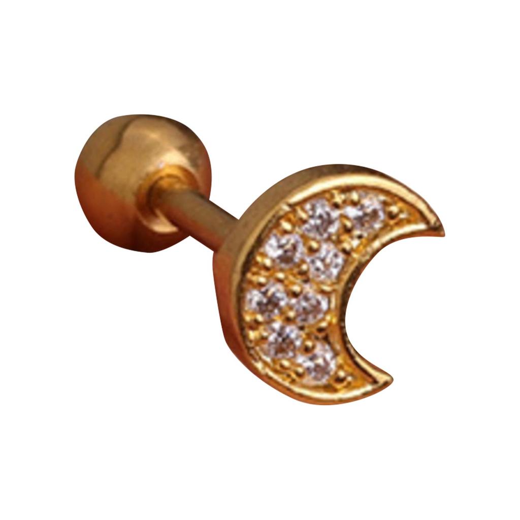 Titanium Steel & Stainless Steel Post Crown Ear Studs With Micro-Pavé Zircon - Screw-Back Ball Fashion Earrings For Western Piercing Jewelry