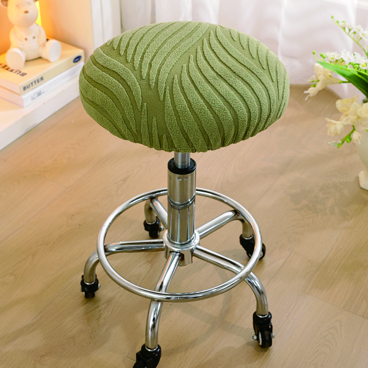 

Round Stool Cover Anti-slip Wear Resistant Removable Washable Chair Protector Universal Four Seasons Bar Home Office Round Seat 1pc