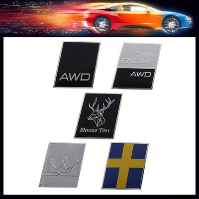 Aluminium R AWD Schriftzug Schwedische Flagge OCEAN Schweden Krone Auto Hinten Emblem Plakette Aufkleber Für S60 S90 S80 XC60 XC90 XC40 V40 V60 V90