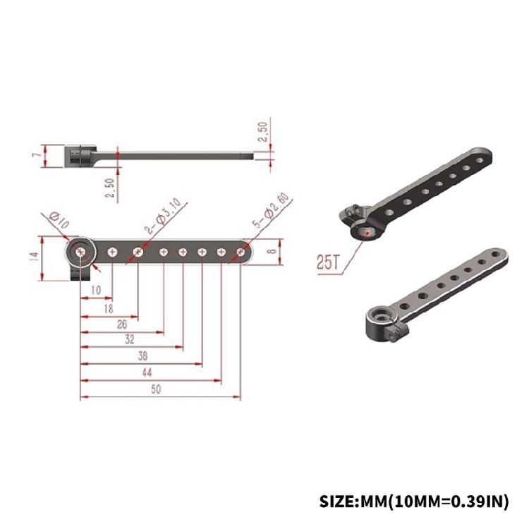 Ultra Long Aluminum Servo Arm Enhanced Stability Servo Arm Simple Installation for Accuracy Control In Airplanes