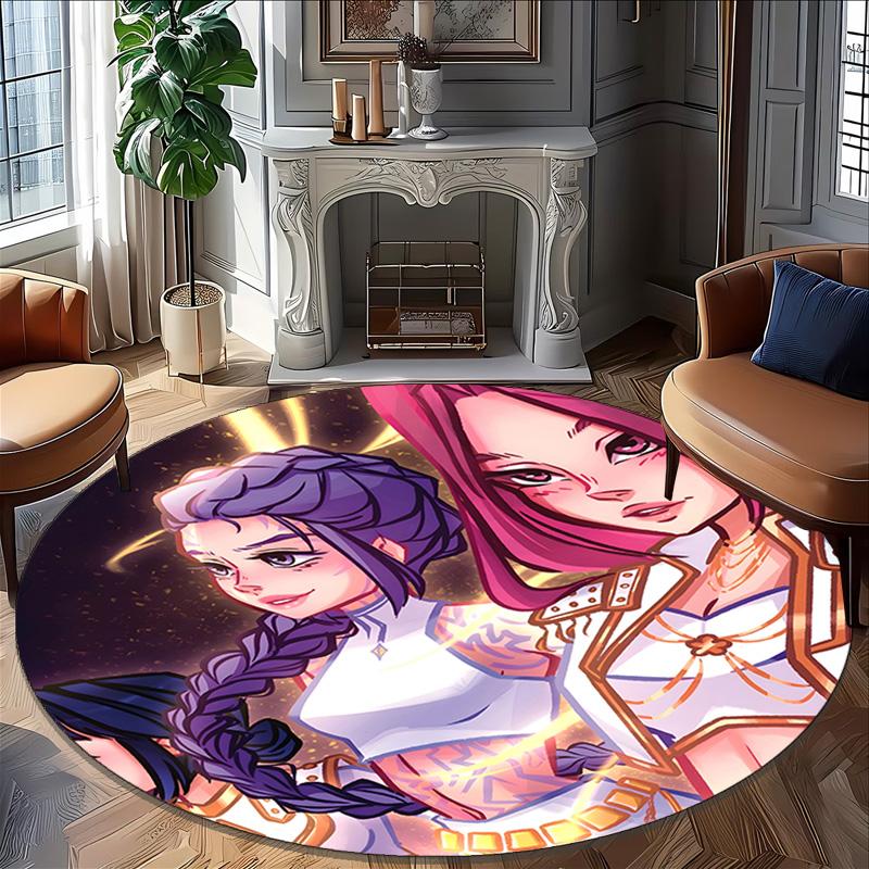 1pc KPop Demon Hunters3 Design Printed Area Round Carpet for Bedroom Living Room Home Decor Rugs Mat Non Slip Mat Rug for Bedside