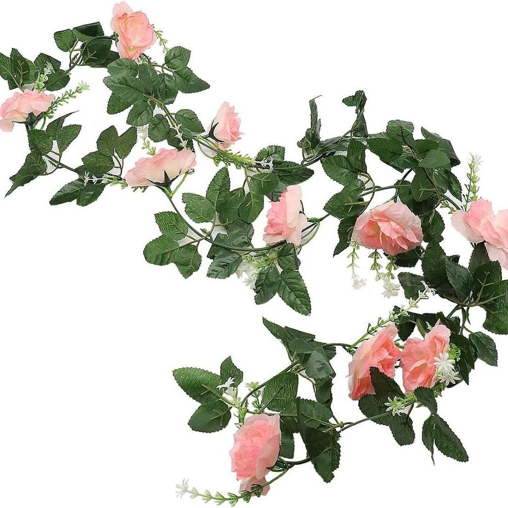 Xiyin Realistische 10-köpfige Rosenranke Künstliche Blumen für Zuhause, Hochzeit oder Außendekoration