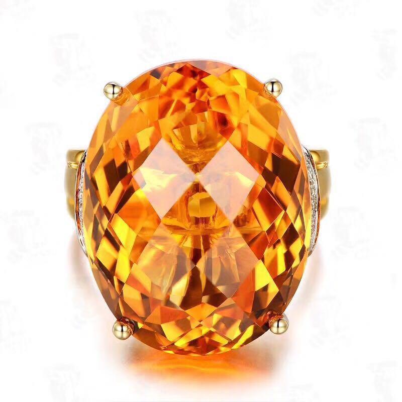 New In Classic Six Claw Inlay Shining Luxury Yellow Crystal Rings for Women Vintage Engagement Elegant Jewelry Gift