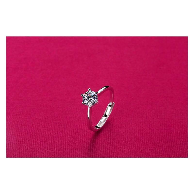 Fashionable And Elegant Diamond-encrusted Ring For Women Adjustable Six-claw Opening Ring