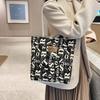Canvas Bucket Tote Bag for Women, Large Capacity Casual Shoulder Handbag, Street Style Daily Commute Purse KTB