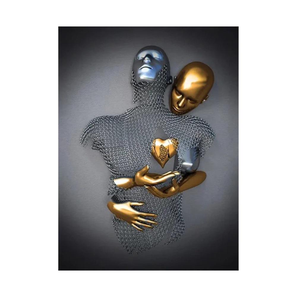 Metal Figure Statue Art Poster High Definition Printing Canvas Painting Prints Couple Sculpture Living Room Home Decor Picture