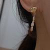 Exaggerated personality metal style fish tail natural pearl earrings light luxury beauty mermaid ji earrings ins tide earrings female Korean