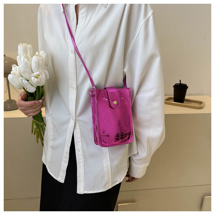 Lackleder Helle Vertikale Handytasche Mode Mädchen Kleine Quadratische Tasche Neue Koreanische Version Von Stein Einzelne Schulter Crossbody Tasche