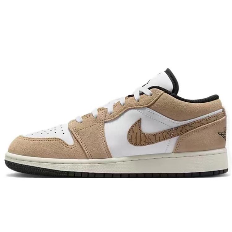 Jordan Air Jordan 1 Low Top Vintage Basketball Shoes Women's White Brown DZ5368-201(Team40-S-BOX)