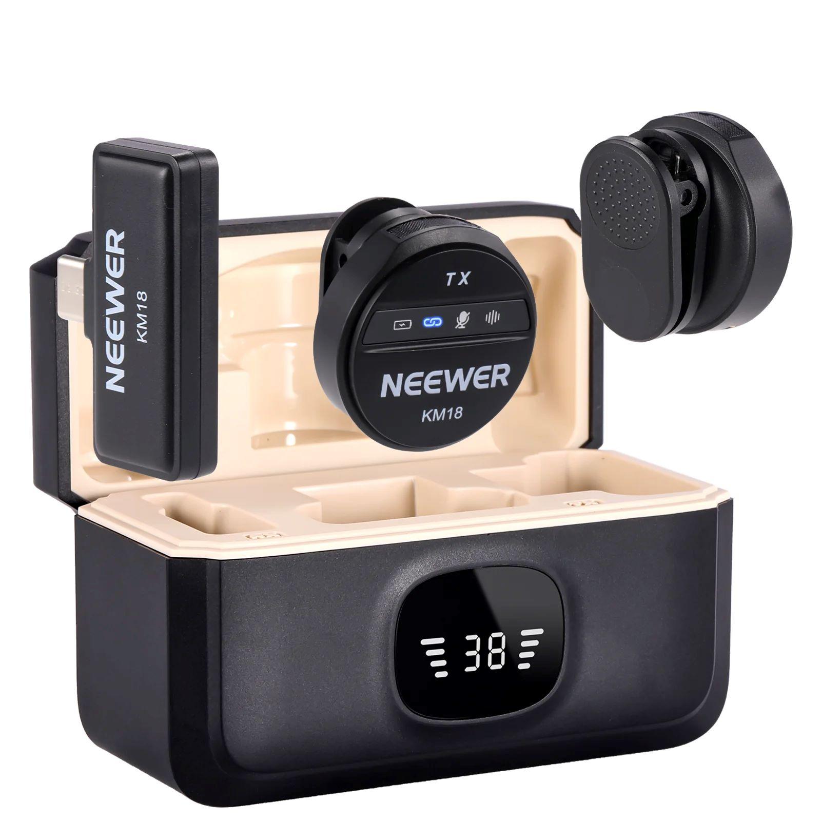 

Neewer Wireless Button Lavalier Microphone Kit for USB C iPhone 15/Android/Camera/PC/Laptop, for Video Recording Live Vlog, KM18