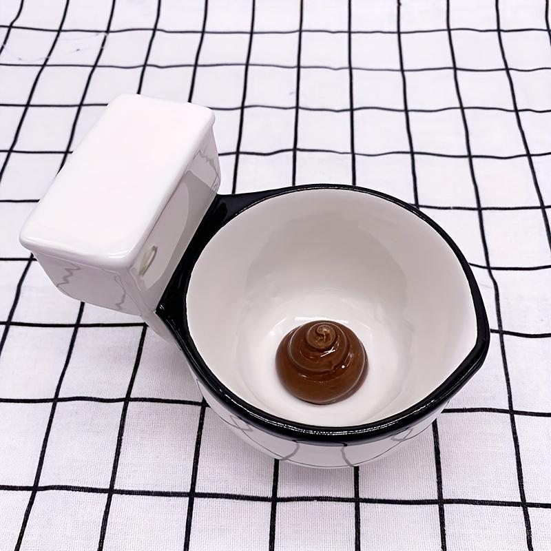 Lustige Tassen in Toilettenform, Weiße Keramik-Kaffeetasse mit schwarzem Rand, Perfekt für Geburtstage, Streiche, Wiederverwendbar und gefrierfachgeeignet, Einzigartige Geschenkidee,
