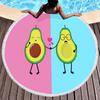 Tropical Fruit Avocado Round Beach Towel Microfiber Boho Round Hawaiian Beach Blanket Sand Proof Circle Swim Towel with Tassels