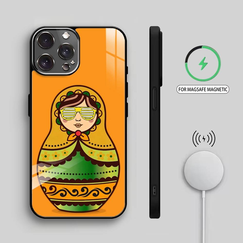 Beautiful Cool Russian Matryoshka Phone Case For iPhone17,16,15,14,13,12,11 Plus,Pro Max Magnetic For Magsafe Wireless Charging