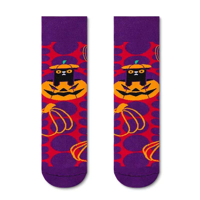 Unisex A/B Style Asymmetrical Cartoon Mid-Calf Cotton Socks