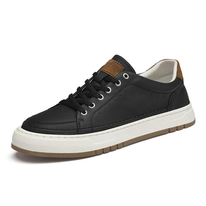 Fashion Genuine Leather Casual Shoes Men Sneakers Men's Vulcanized Shoes New Trend Comfort Skateboard Footwear Non-Slip Men's Shoes