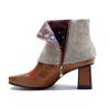 Johnature Handmade Genuine Leather Short Boots Ethnic Style Side Zipper Thick Heel Women's Boots
