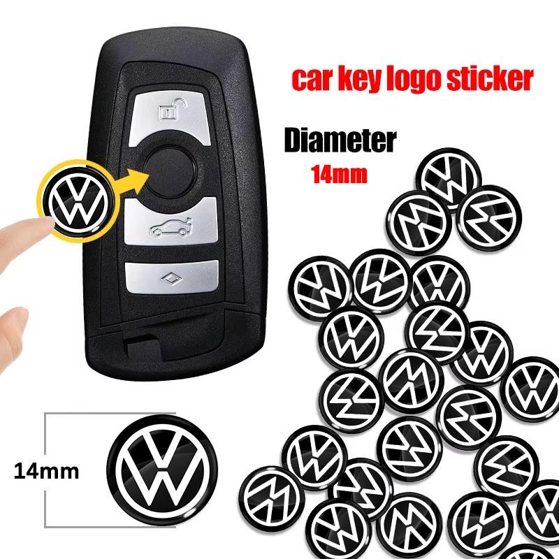 Pegatinas con Emblema de Llave de Coche de 14 mm Accesorios con Logotipo de Llave de Control Automático Para Volkswagen B7 B6 B5 Golf 4 5 6 Polo Passat CC Jetta Mk6 Tiguan Gol Cross Fox Plus