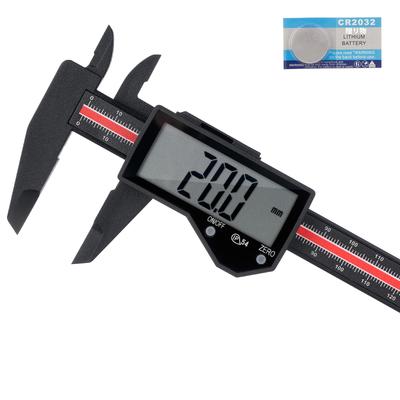 Adoric Digitaler Carbon Messschieber mit LCD Außen Innen Stufe Halten Null Wasserdicht und Batterie Messwerkzeug für Präzision und DIY Messschieber, 150mm, Faser,