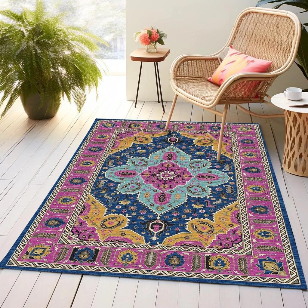 Waschbarer Vintage Bauernhaus Distressed Grüner Teppich Böhmischer Indoor Teppich Kinderzimmer Grün Stilvolle und Bequeme Teppiche