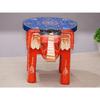Handcrafted and Emboss Painted Colorful Wooden Elephant Stool/Side Table for Home/Office/Living or Bedroom Decor (Orange)