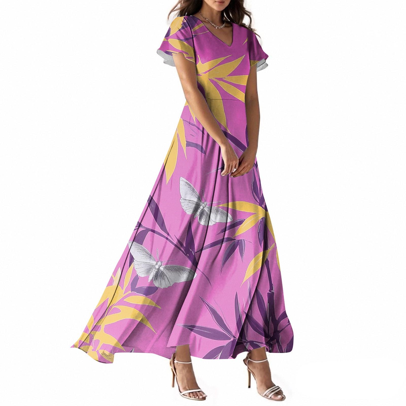 

Женское летнее повседневное модное платье с принтом бабочек, V-образным вырезом, коротким рукавом XL