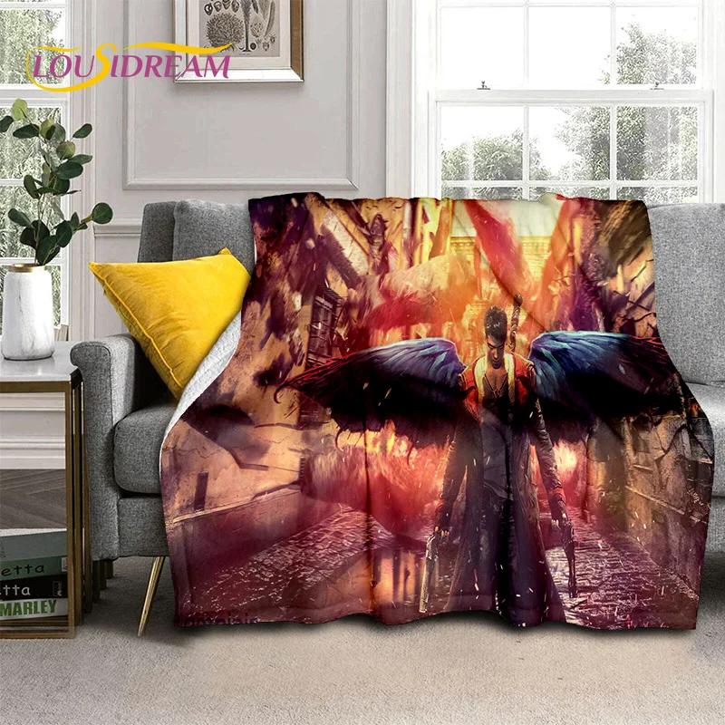 3D D-Devil May Cry DMC Game Cartoon Soft Flannel Blanket for Beds Bedroom Sofa Picnic,Throw Blanket for Outdoor Leisure Nap Gift