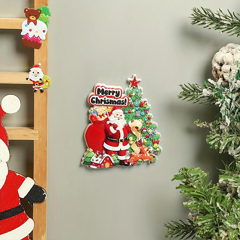 

Рождественский мультяшный узор Креативные магнитные наклейки Смешной рождественский декор Милый домашний декор Подарок Магнит на холодильник Рождественская атмосфера 1 шт.