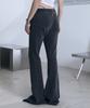Bunteu Low-Rise String Bootcut Pants (Charcoal)