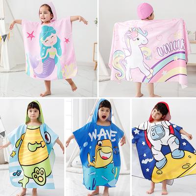 Serviette de plage pour enfants avec capuche de natation dessin animé cape cape absorbante serviette de bain
