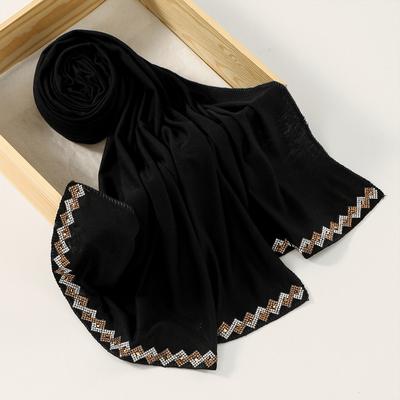 New - Solid Color  Diamond Mercerized Cotton Headscarf Ethnic Style Women'S Soft Fashion Popular Headscarf Women