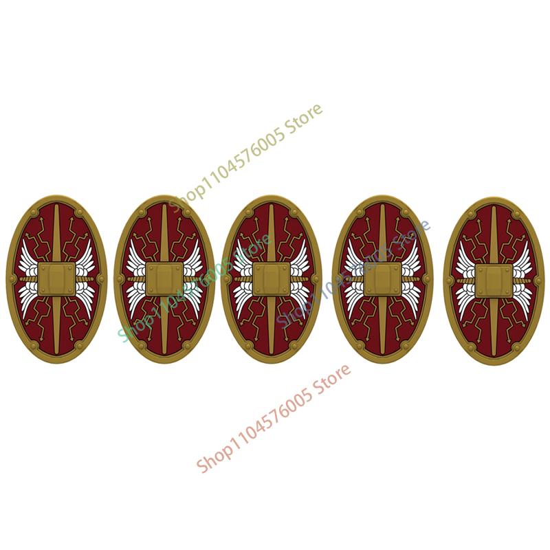 Średniowieczny Rzym Tarcza Budowlane Klocki Wojskowe Żołnierz Rzymski Wojownik Rycerz Postać Łucznik Fartuch Płaszcz Akcesoria Ceglany Zabawka Prezent