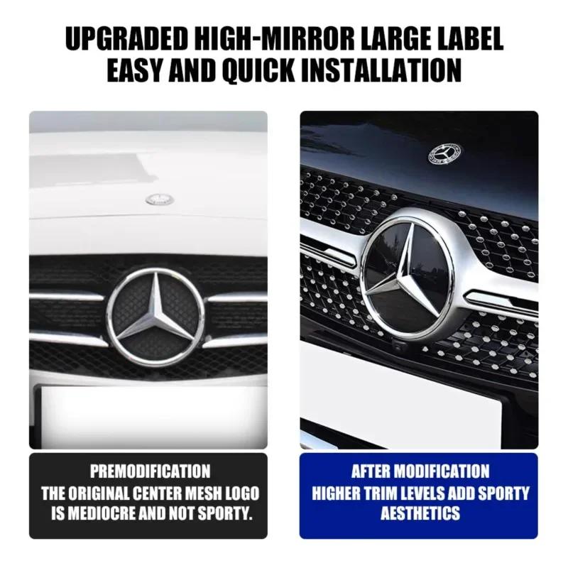 Car Sticker 185/205MM Car Front Grille Badge Decal Cover Emblem Replacement Accessories For Mercedes Benz W204 W205 W206 W213 W2