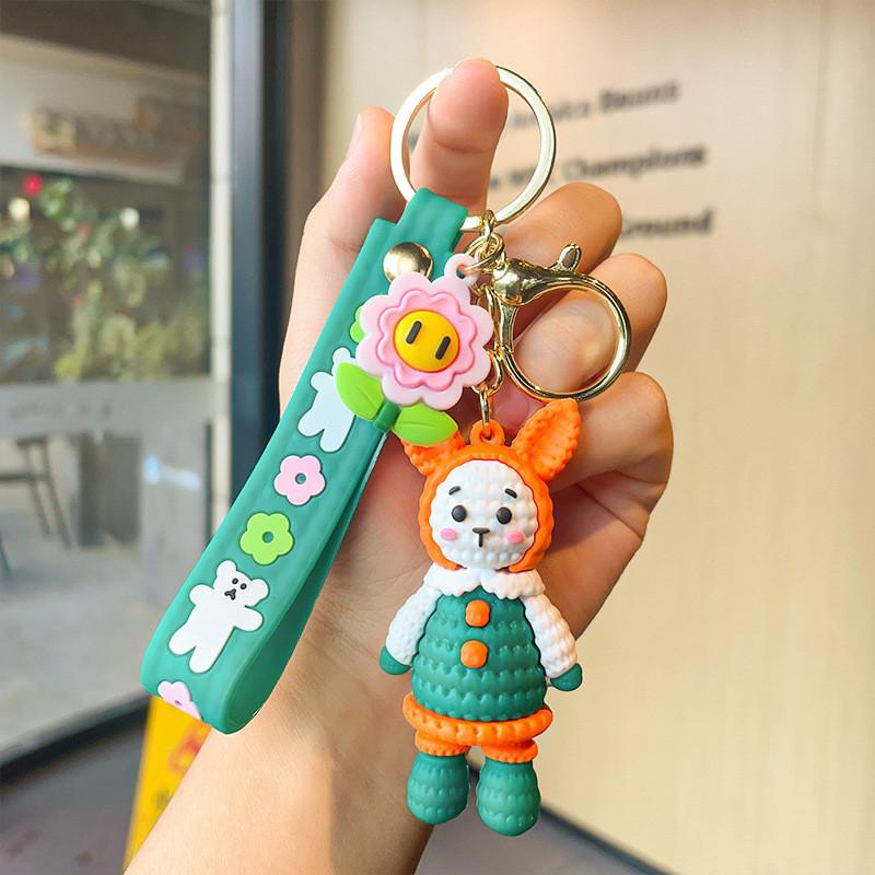 Colorful Knitted Rabbit Keyring Charming Silicone Gift For Parties And Celebrations