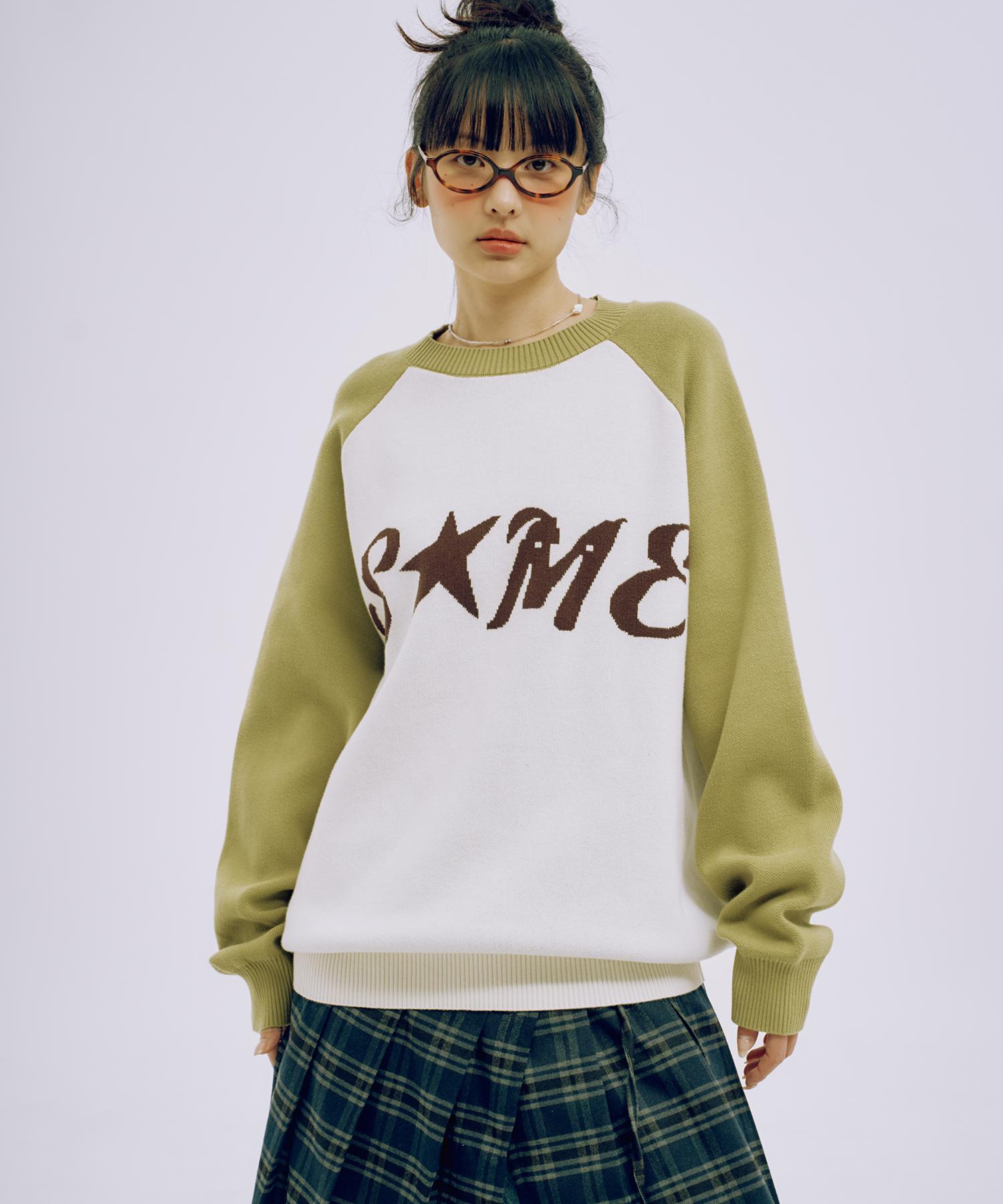 Some Place Raglan Some Lettering Logo Graphic Oversized Long Sleeve Knit_ 3 Colors Black/Free