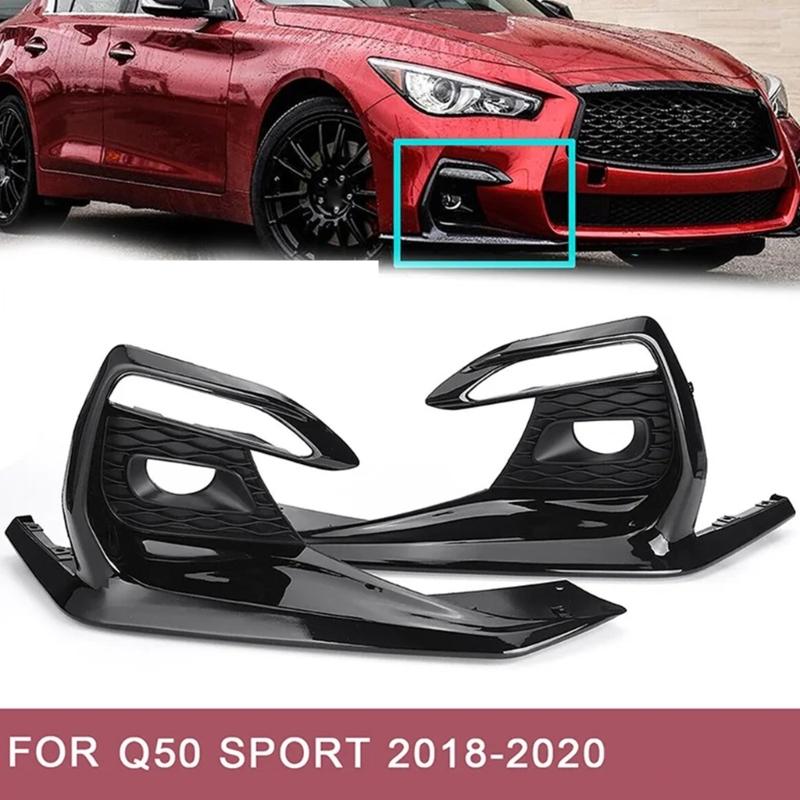 1 Pair Fog Light Cover Grille Bezels for Q50 Sport 2018-2020 62256-6HJ0A 62257-6HJ0A Replacement Auto Accessory