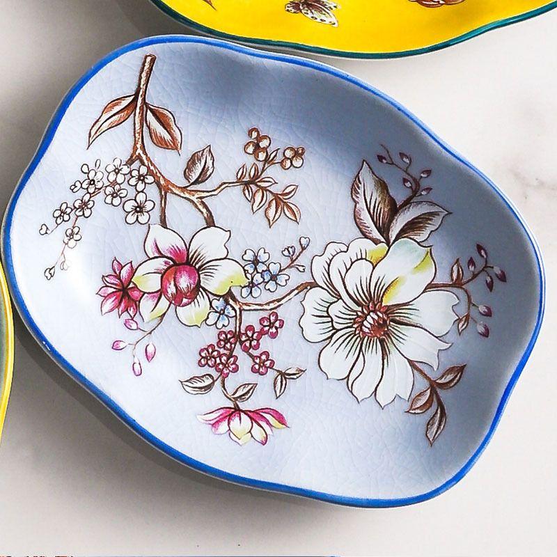 Creative Painted Flowers Ceramic Soap Dish Toilet Hand Wash Soap Dish Bathroom Accessories Hotel Bathroom Soap Dish Storage Tray